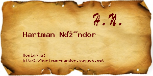 Hartman Nándor névjegykártya